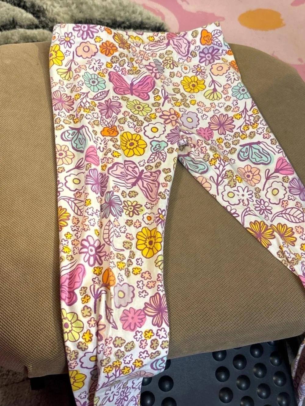 Kids Floral & Butterfly Print Leggings - Pink Multi